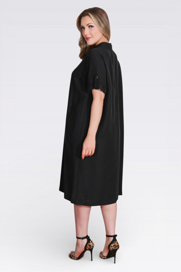 40279 LİYOSEL KUMAŞ RAHAT KESİM ASTARSIZ ELBİSE