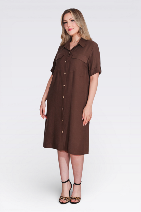 40286 MODAL KUMAŞ KISA KOL CEPLİ ELBİSE