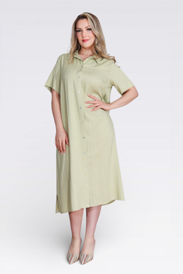 40289 HAFİF KUMAŞ KISA KOL ELBİSE