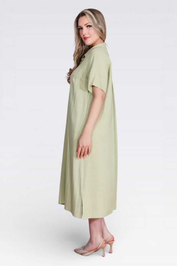 40289 HAFİF KUMAŞ KISA KOL ELBİSE