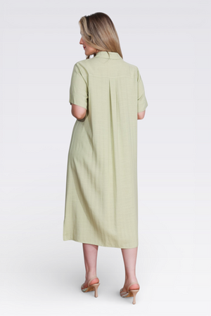 40289 HAFİF KUMAŞ KISA KOL ELBİSE - Thumbnail