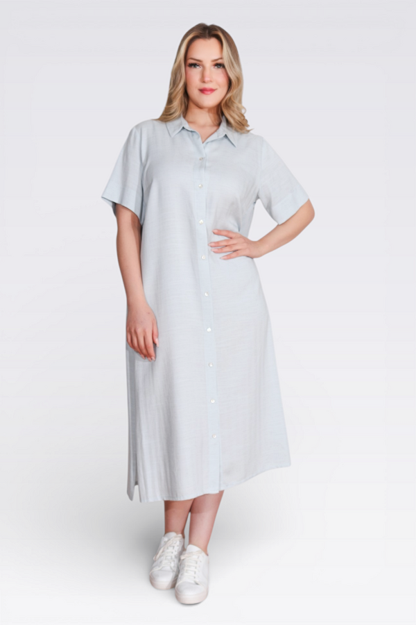 40289 HAFİF KUMAŞ KISA KOL ELBİSE