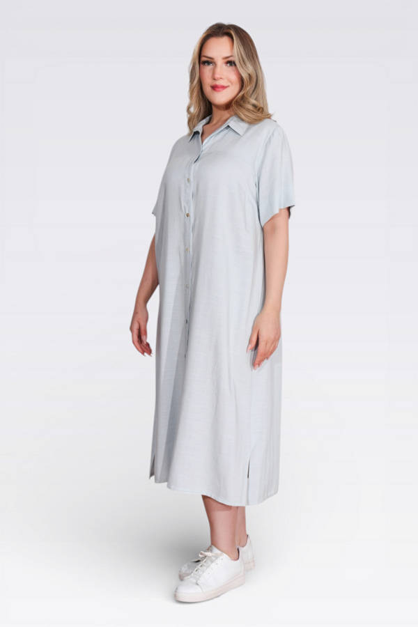 40289 HAFİF KUMAŞ KISA KOL ELBİSE