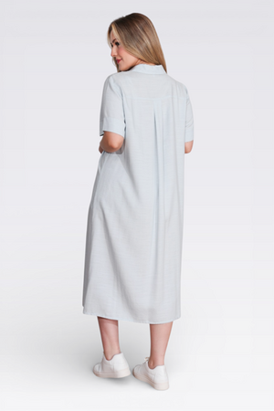 40289 HAFİF KUMAŞ KISA KOL ELBİSE - Thumbnail