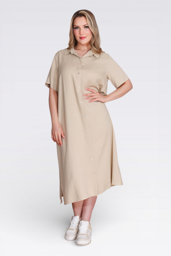 40289 HAFİF KUMAŞ KISA KOL ELBİSE