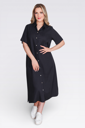 TOLGA SARAÇOĞLU - 40289 HAFİF KUMAŞ KISA KOL ELBİSE