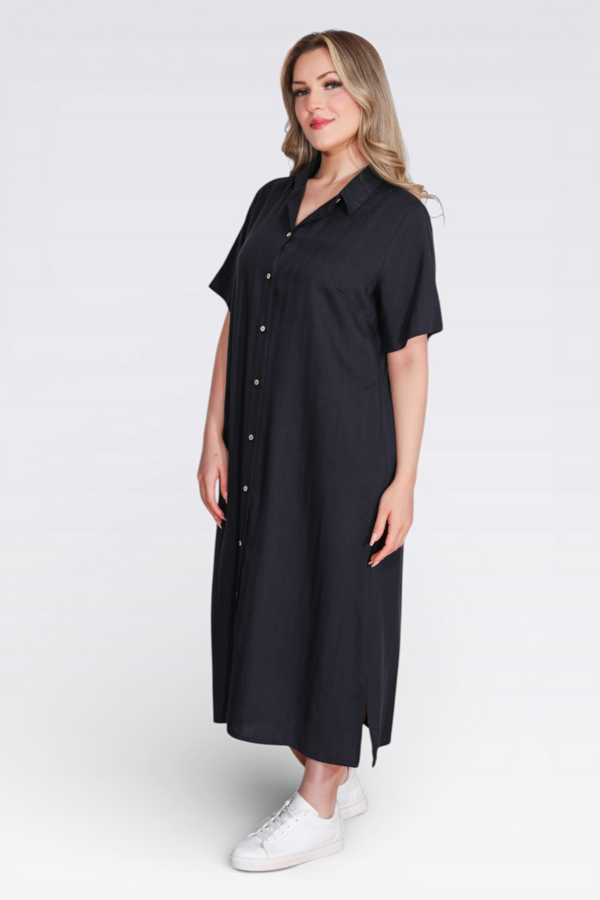 40289 HAFİF KUMAŞ KISA KOL ELBİSE