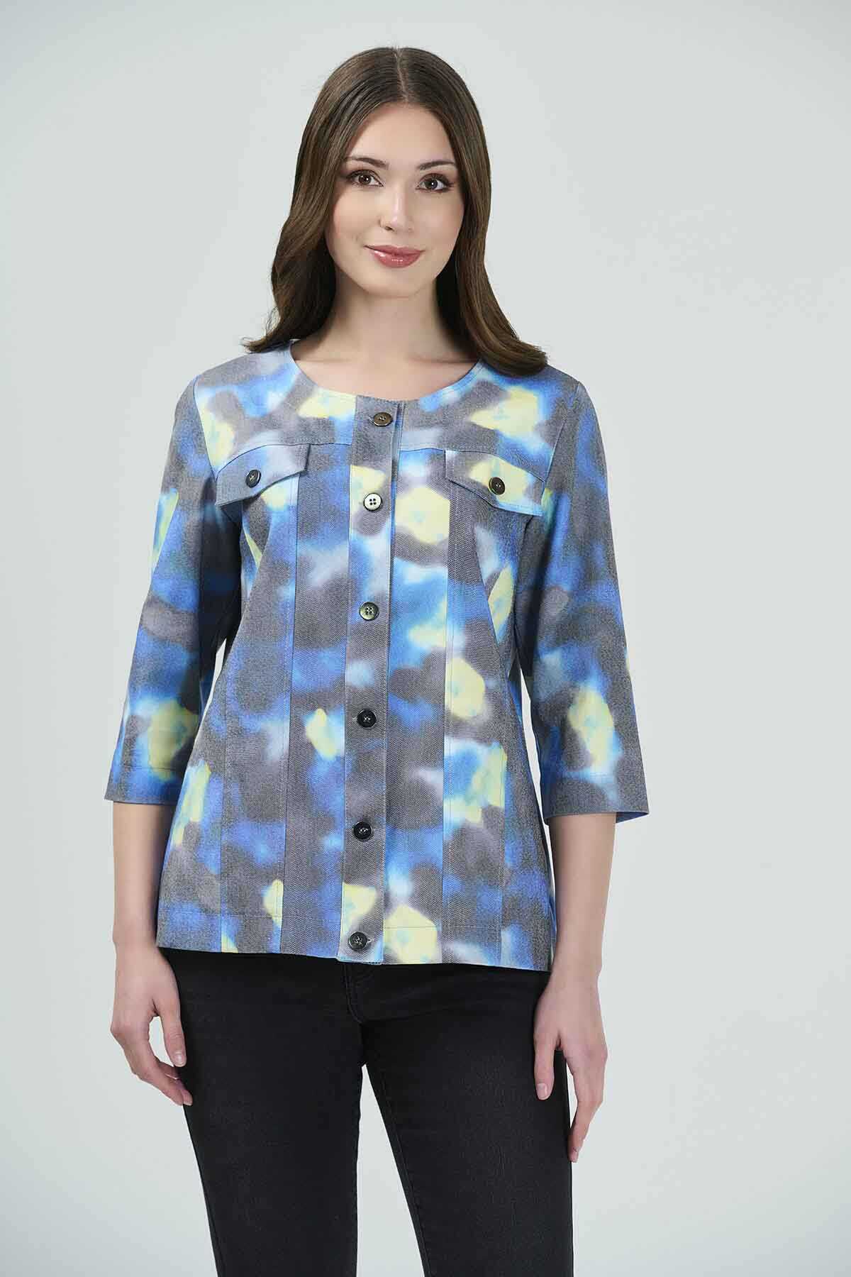50038 Batik Desenli Astarsız Mont