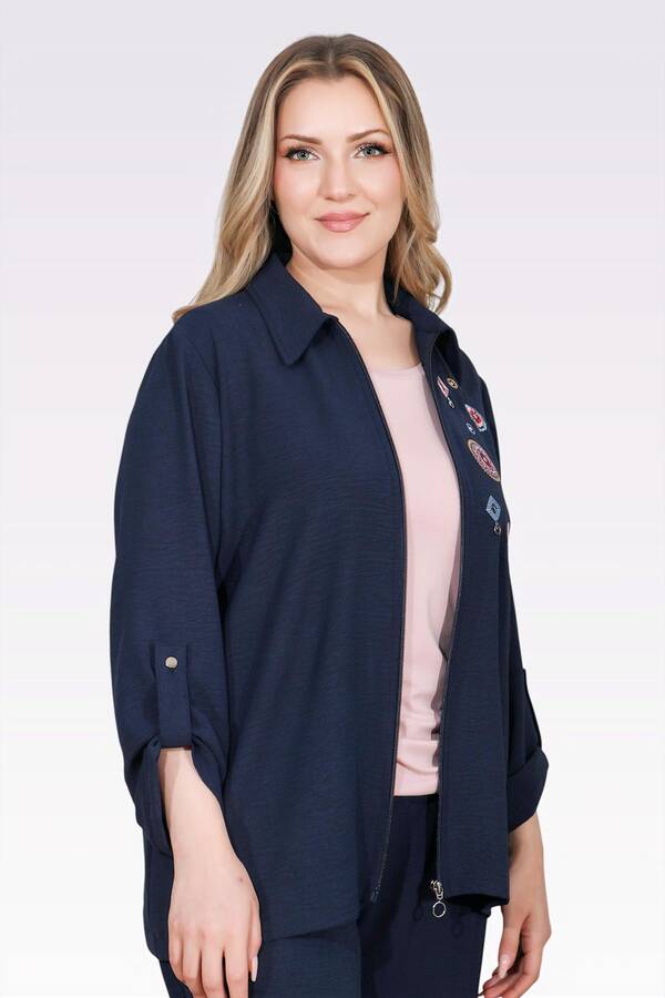 50138 NAKIŞ DETAYLI FERMUARLI AYROBİN CEKET