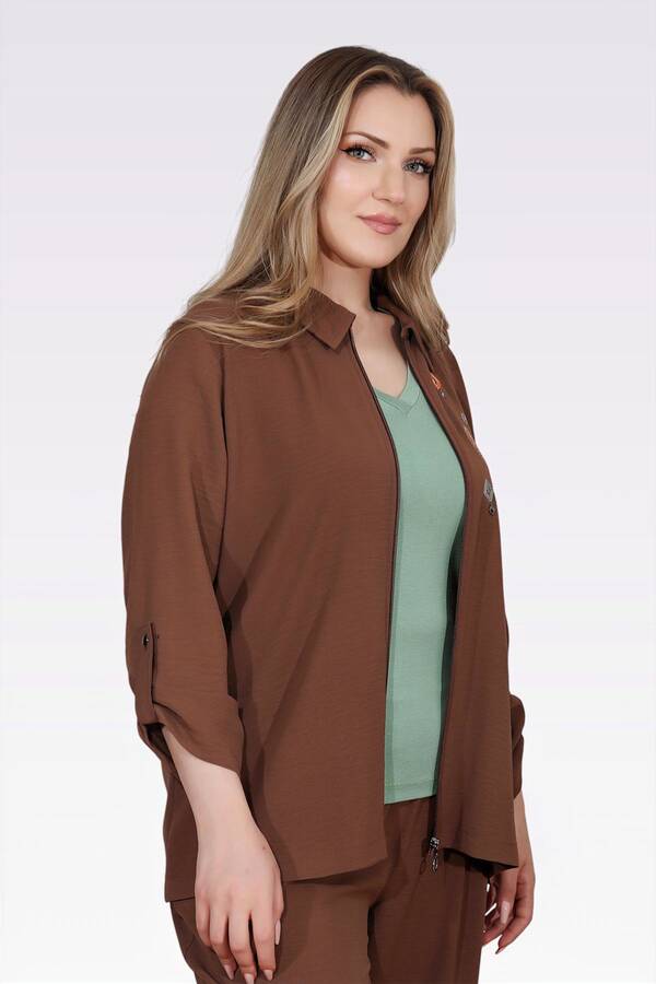 50138 NAKIŞ DETAYLI FERMUARLI AYROBİN CEKET