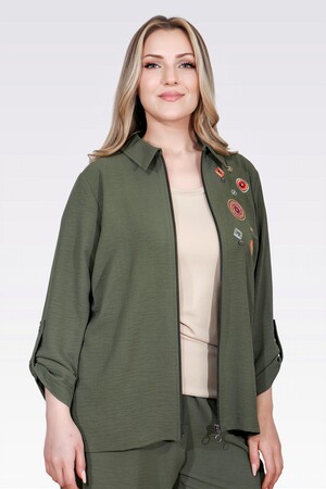 50138 NAKIŞ DETAYLI FERMUARLI AYROBİN CEKET - Thumbnail