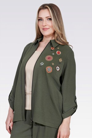 50138 NAKIŞ DETAYLI FERMUARLI AYROBİN CEKET - Thumbnail