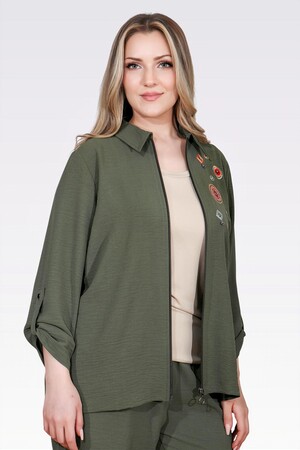 50138 NAKIŞ DETAYLI FERMUARLI AYROBİN CEKET - Thumbnail