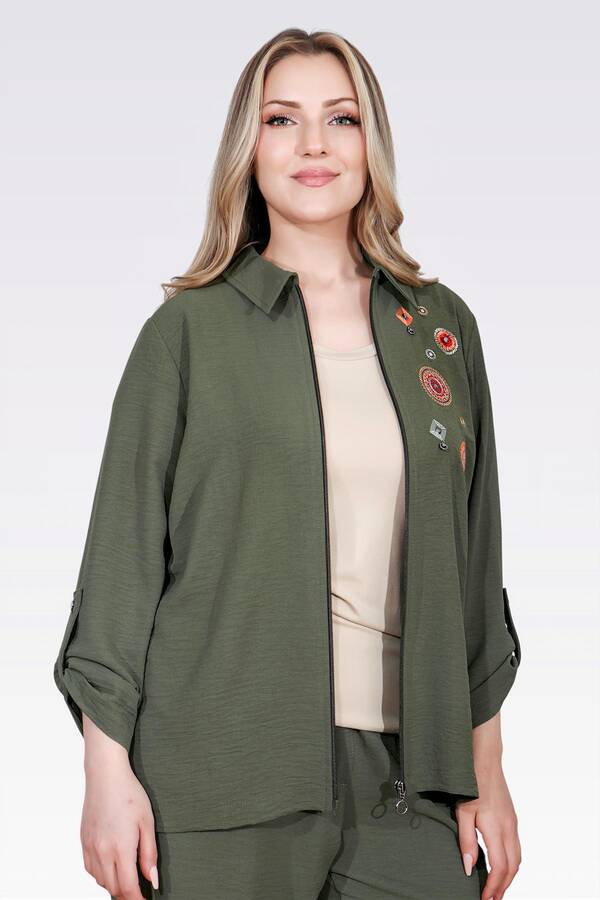 50138 NAKIŞ DETAYLI FERMUARLI AYROBİN CEKET - 1