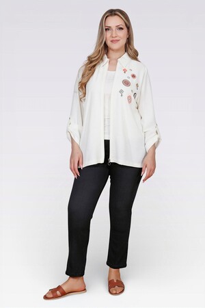 50138 NAKIŞ DETAYLI FERMUARLI AYROBİN CEKET - Thumbnail