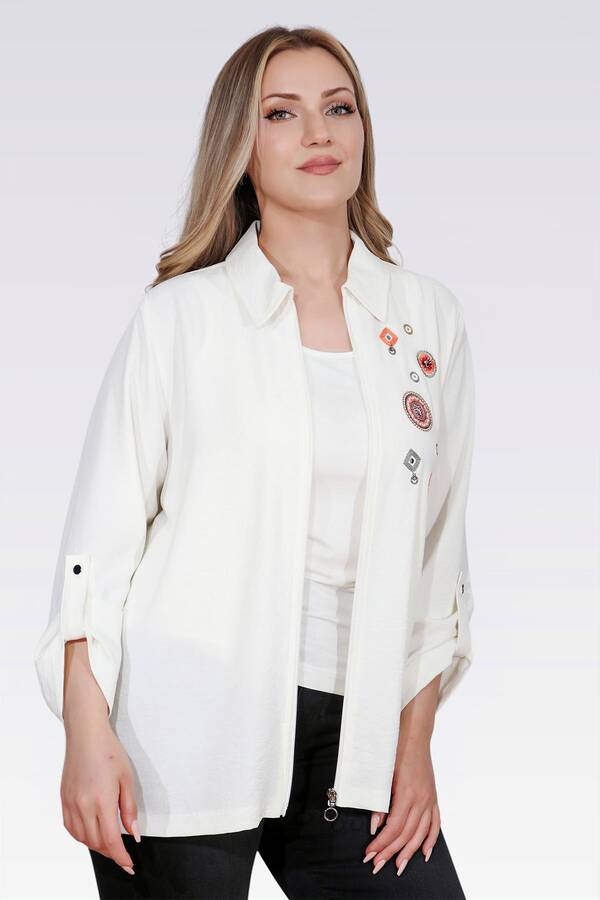 50138 NAKIŞ DETAYLI FERMUARLI AYROBİN CEKET