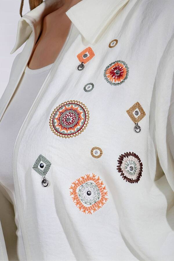 50138 NAKIŞ DETAYLI FERMUARLI AYROBİN CEKET