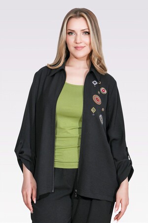 TOLGA SARAÇOĞLU - 50138 NAKIŞ DETAYLI FERMUARLI AYROBİN CEKET