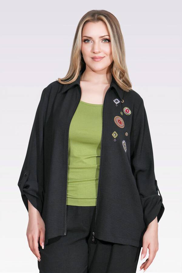 50138 NAKIŞ DETAYLI FERMUARLI AYROBİN CEKET