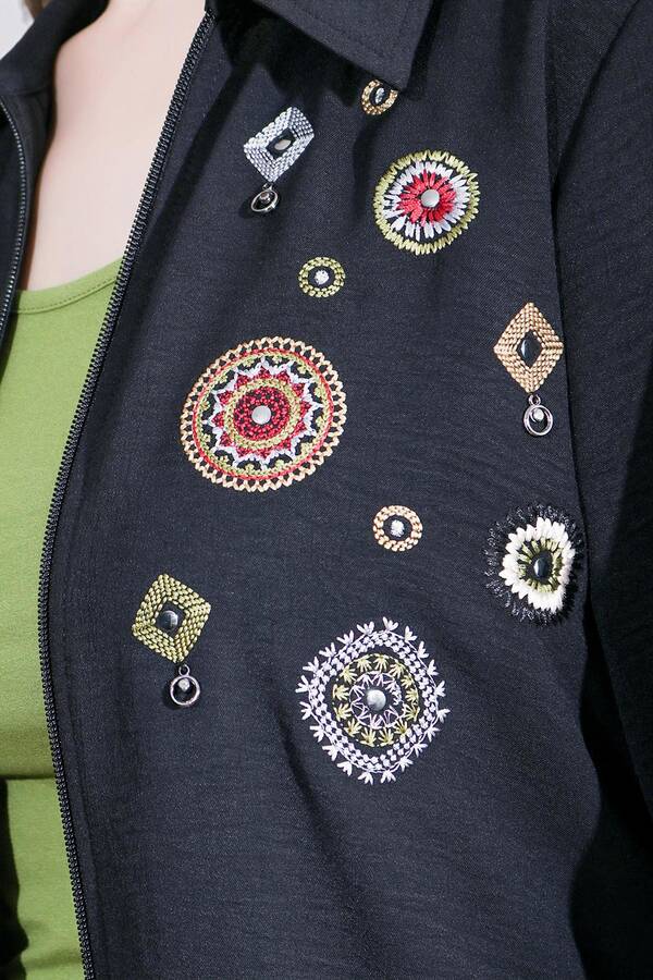 50138 NAKIŞ DETAYLI FERMUARLI AYROBİN CEKET