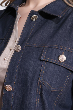 50166 ŞIK DÜĞME DETAYLI DENİM CEKET - Thumbnail