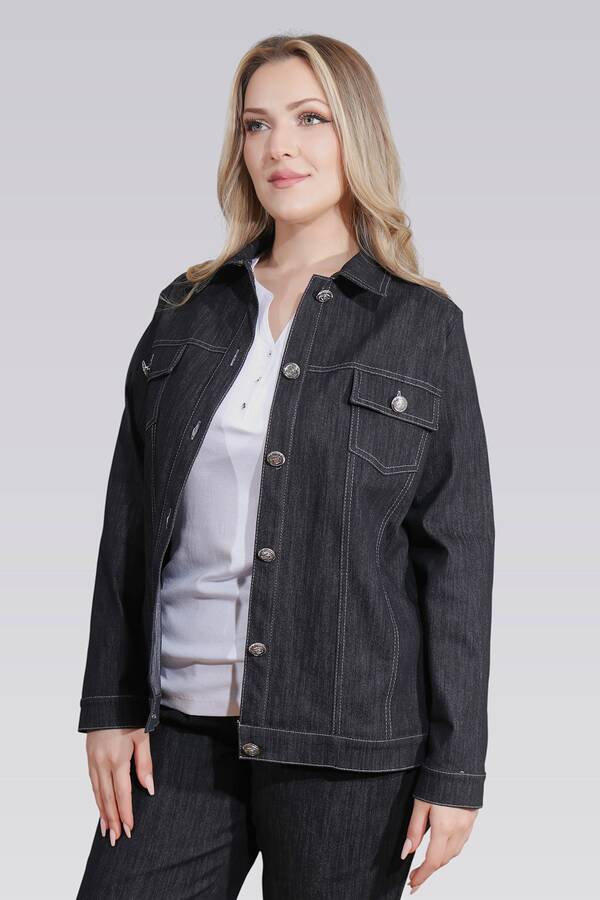 50166 ŞIK DÜĞME DETAYLI DENİM CEKET