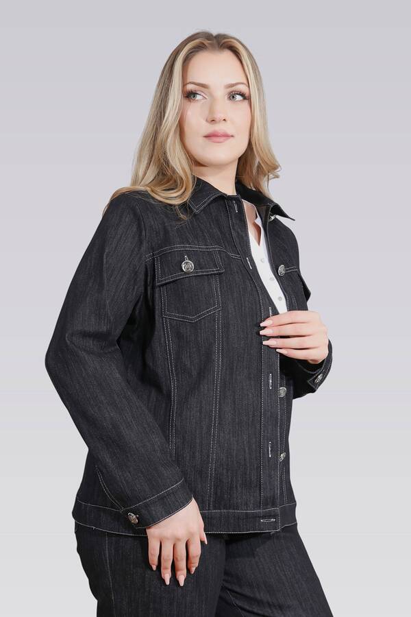 50166 ŞIK DÜĞME DETAYLI DENİM CEKET