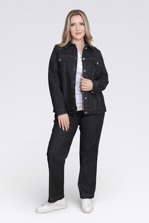 50166 ŞIK DÜĞME DETAYLI DENİM CEKET - Thumbnail