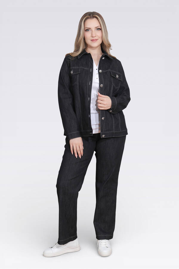 50166 ŞIK DÜĞME DETAYLI DENİM CEKET