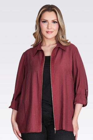 TOLGA SARAÇOĞLU - 50177 MODAL KARIŞIMLI FERMUARLI İNCE CEKET