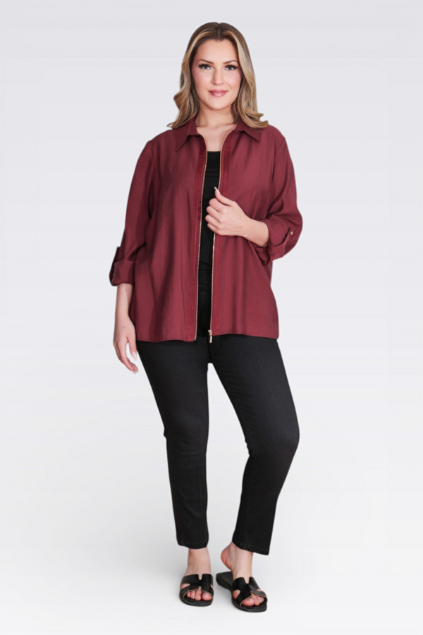 50177 MODAL KARIŞIMLI FERMUARLI İNCE CEKET