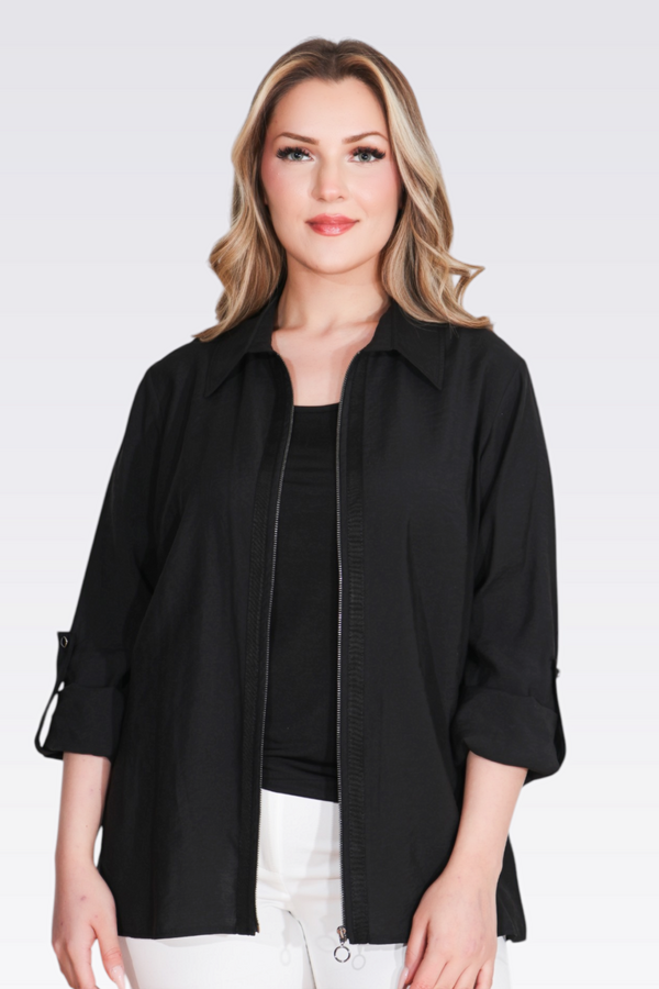 50177 MODAL KARIŞIMLI FERMUARLI İNCE CEKET