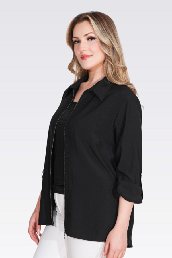 50177 MODAL KARIŞIMLI FERMUARLI İNCE CEKET