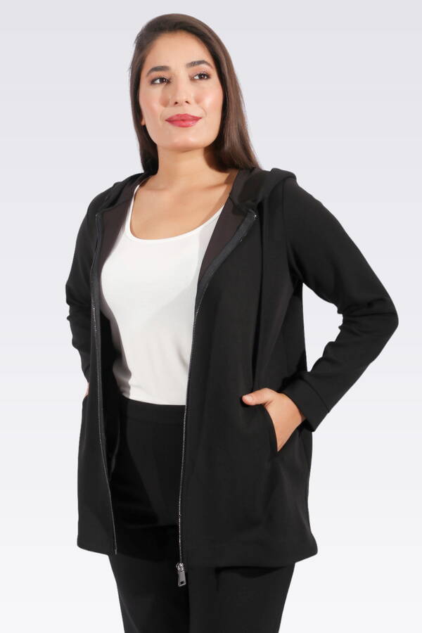 50251 YIRTMAÇ DETAYLI FERMUARLI ÖRME CEKET - 1