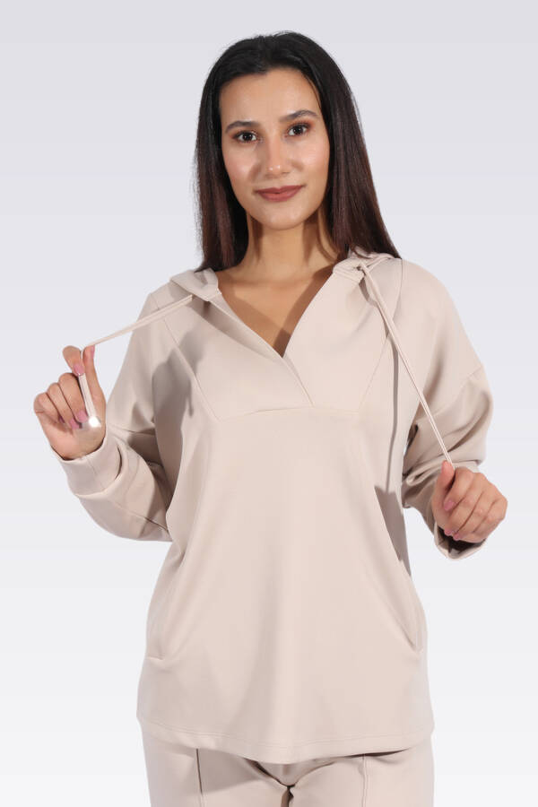 50259 RAHAT KESİM KAPÜŞONLU SWEATSHİRT - 1
