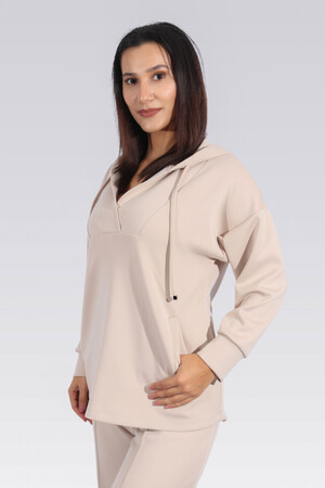 50259 RAHAT KESİM KAPÜŞONLU SWEATSHİRT - 3