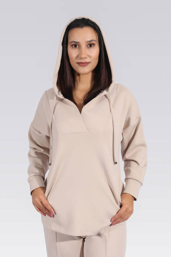 50259 RAHAT KESİM KAPÜŞONLU SWEATSHİRT - 4