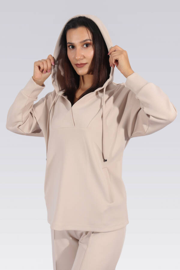 50259 RAHAT KESİM KAPÜŞONLU SWEATSHİRT - 5