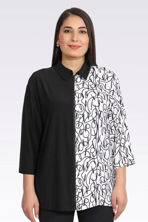 50281 RAHAT KESİM FERMUARLI DESENLİ CEKET - Thumbnail