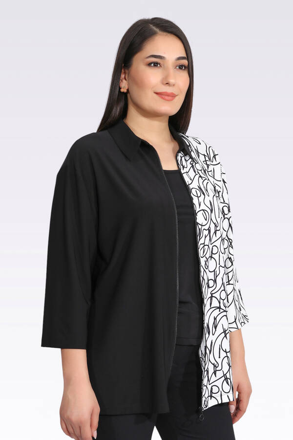 50281 RAHAT KESİM FERMUARLI DESENLİ CEKET - 4