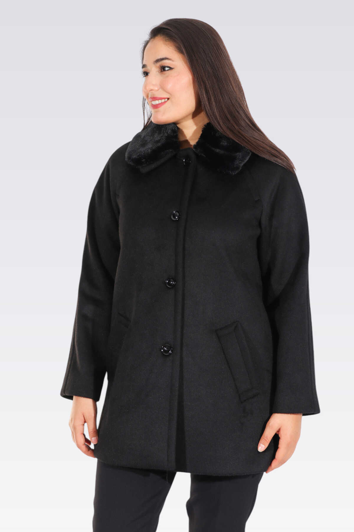60045 Yakası Kürklü Reglan Kollu Kaban