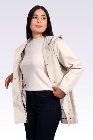 60073 KAPÜŞONLU YANI YIRTMAÇLI ASTARSIZ MEVSİMLİK TRENÇKOT - 7