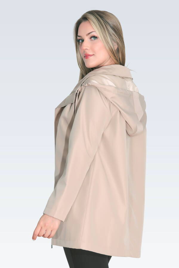 60131 DEMONTE KAPÜŞON DEVRİK YAKA RAHAT KESİM TRENÇKOT